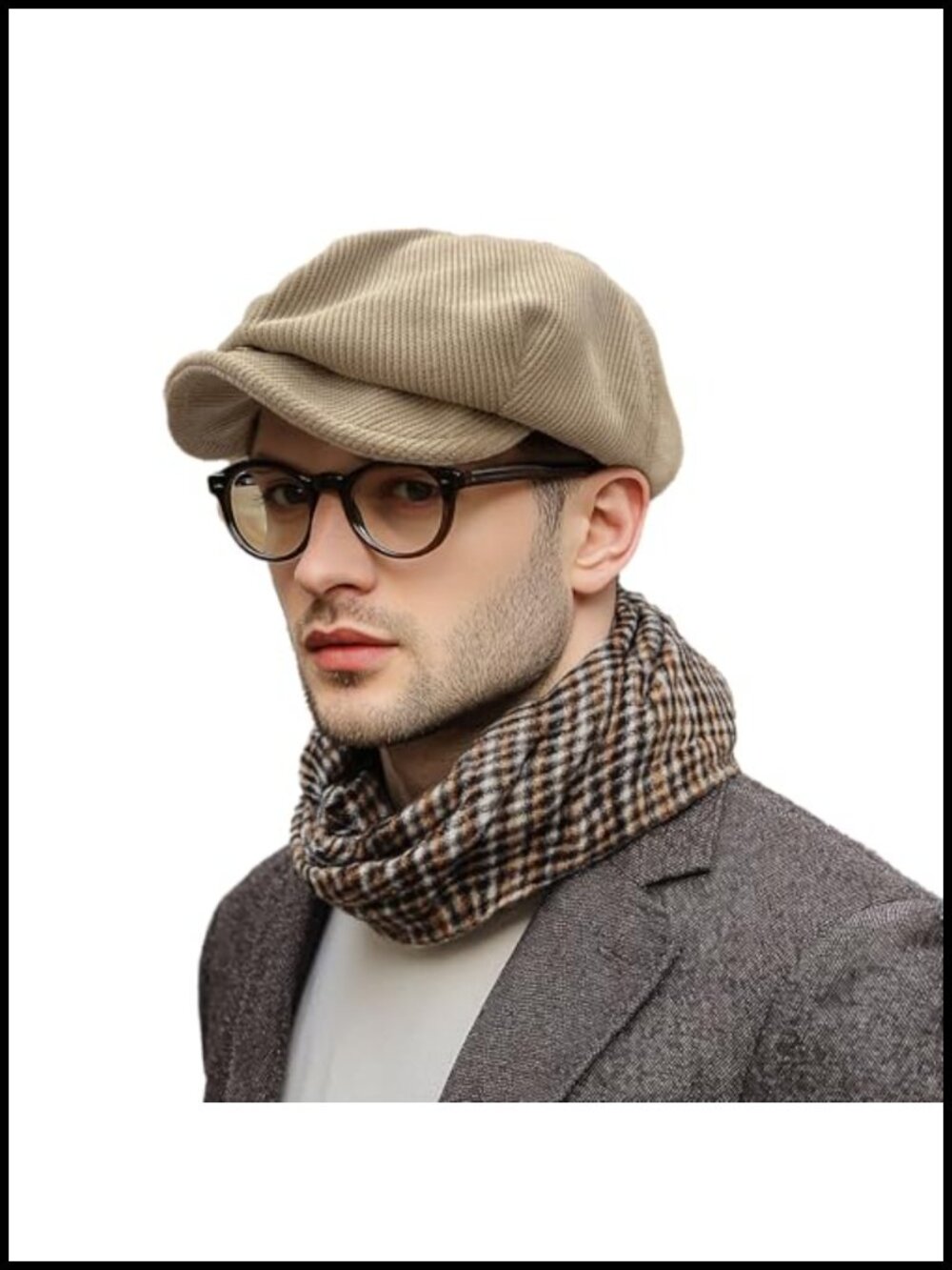 Men's Newsboy Hat Flat Cap Polyester Adjustable Beret Cabbie Hat